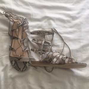 Snake Skin Lace Up Sandals